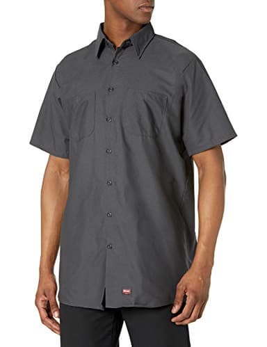 Red Kap Men's Short Sleeve Work Shirt with Mimix, Charcoal, X-Large