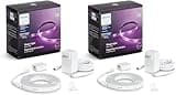 Philips Hue Indoor 6-Foot Smart LED Light Strip Plus Base Kits with Plugs - Color-Changing Single-Color Effect - 2 Pack - Control with Hue App - Works with Alexa, Google Assistant and Apple HomeKit