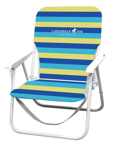 CARIBBEAN JOE Folding Beach Chair, 1 Position Lightweight and Portable Foldable Outdoor Camping Accessories with Carry Strap (Bold Stripe, 200lbs Capacity)