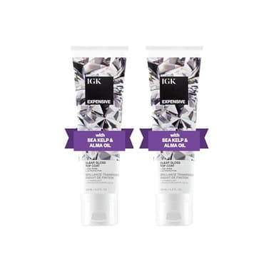 IGK EXPENSIVE Clear Gloss Top Coat | Shine + Strengthen + Smooth | Vegan + Cruelty Free | 4.2 Oz (Pack of 2)
