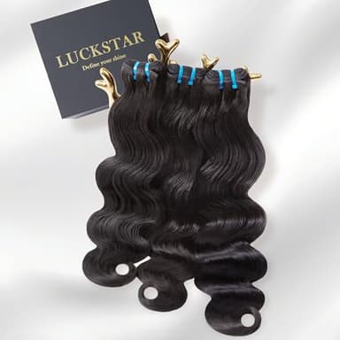 Luckstar Body Wave Real Human Hair Raw Bundles, 3 Bundles 18 18 18 Inch, Double Drawn Ultra Thin Weft, Cuticle Aligned, Long-Lasting Professional Sew-In Extensions, Reusable and Dyeable