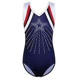 BAOHULU Girls Gymnastics Leotards One-piece 3-14 Years Kids Practice Outfit B293_RedNavy_4A