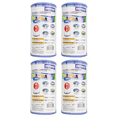 Intex 29000E 8" x 4.25" Type A Easy Set Above Ground Pool Replacement Filter Cartridge or Similar Brand Pool Pumps, (4 Pack)