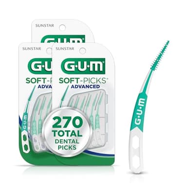 GUM Soft-Picks Advanced – Easy-to-Use Interdental Picks for Plaque Removal & Gum Health with Convenient Carry Case, Dentist Recommended, 90 Count (Pack of 3) 270 Total