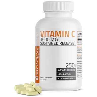 Bronson Vitamin C 1000 mg Sustained Release Premium Non-GMO Ascorbic Acid, 250 Tablets