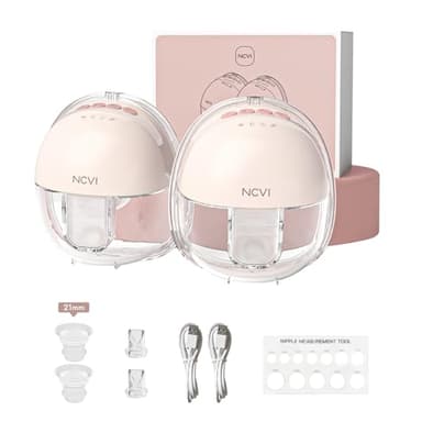 NCVI Wearable Hands Free Breast Pump, 4 Modes & 9 Levels with Multitronic Suction, Ultra-Quiet <42dB, Long Battery Life (150min), 21/24mm Flange Insert, Portable Electric Breastfeeding Pump for Moms