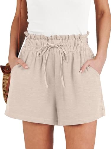 ANRABESS Shorts for Women Summer Casual High Waisted Wide Leg Drawstring Lounge Shorts Comfy 2026 Beach Vacation Clothes Small