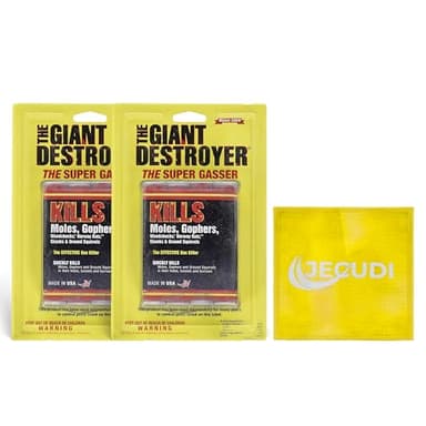Giant Destroyer Smoke Bomb Gasser – Rodent & for Gophers, Moles, Groundhogs & Rats – 2 Pack (8 Tubes) + Jecudi Towel