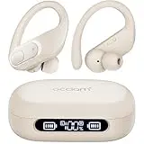 occiam Wireless Earbuds Bluetooth Headphones Ear Buds 96Hrs Playback Sport Over-Ear Waterproof Wireless Headphones Earphones with Earhooks ENC Mics Clear Call for Sport Running Workout Ivory