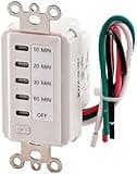 Bathroom Fan Auto Shut Off 60-30-20-10 Minute Preset Countdown Wall Switch Timer White 60-Minute