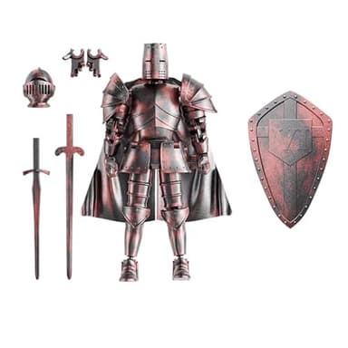 Osmanthus bloom Medieval Action Figures,Knight Armor Action Figure,Multi-Jointed Movable Robot Mannequin T13,Dummy 13 Action Figure(Assembly Required) (C-Red)