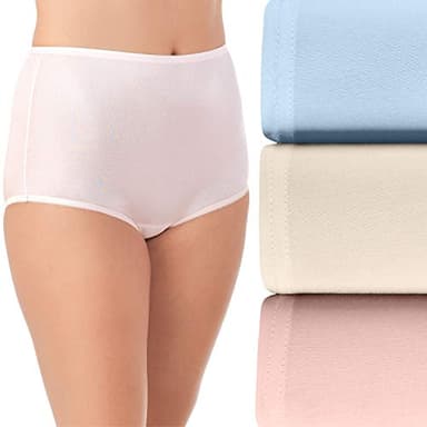 Vanity Fair Women's Perfectly Yours High Waisted Brief Panties, Nylon-3 Pack-Pink/Blue/Candleglow, 8
