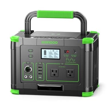1000W Portable Power Station 999Wh, 110V Pure Sine Wave AC Outlet (2000W Peak), 60W PD USB-C & 10 Ports, Solar Generator for Home Backup, Outdoor Camping, RV, Emergency, Off-Grid Living