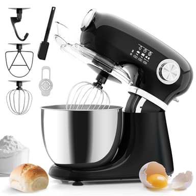 Electactic Stand Mixer With 12 Speed,5.3 Quart Electric Mixer With Tilt Head, Kitchen Mixer for Daily Use with Egg Whisk,Dough Hook,Flat Beater,BLACK