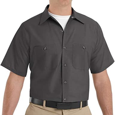 Red Kap Men's Standard Industrial Work Shirt, Regular Fit, Short Sleeve, Charcoal, Large
