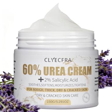 Clyecfra 5-in-1 60% Urea Cream with 2% Salicylic Acid, Urea Cream 60 Percent for Feet & Hands- Maximum Strength Moisturizer for Rough, Dry, Thick & Cracked Skin, Callus Remover, Deep Hydration, 150g