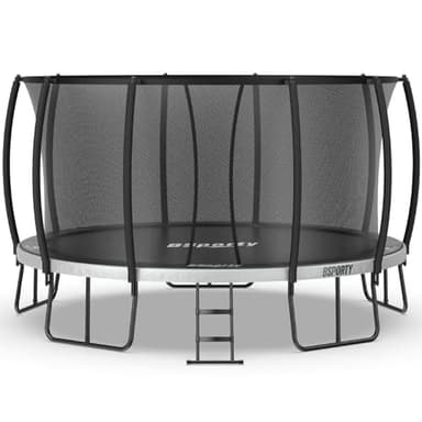 BSPORTY Trampoline Outdoor 14FT with Enclosure, 5 Reinforced U-Shaped Legs with Center Support, ASTM Approved, Recreational Trampoline for Kids and Adults