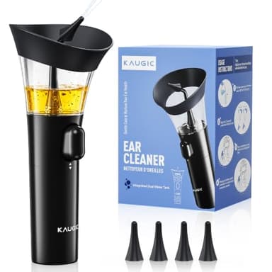 KAUGIC Ear Cleaner, Manual Wax Removal Kit, One-Hand Flushing, Black
