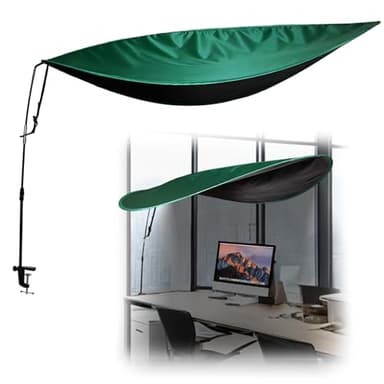 Green Adjustable Office Cubicle and Desk Shade, 55" Extra Large Privacy Shade for Desk, Blocks Overhead Light Glare and Distractions, 360° Rotating Height Adjustable Desk Canopy for Office Workspace