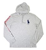 Polo Ralph Lauren Men's Long Sleeve Graphic Jersey Hoodie (Grey Heather/Navy Pony, Large)