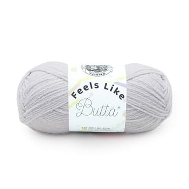 Lion Brand Yarn, Feel Like Butta Velvety Soft Yarn for Knitting, Crochet, and Crafts, Pale Grey, 1 Pack, Chenille Like Fiber for Plush Baby Blankets, Amigurumi Toys, and Worsted Weight Sweaters