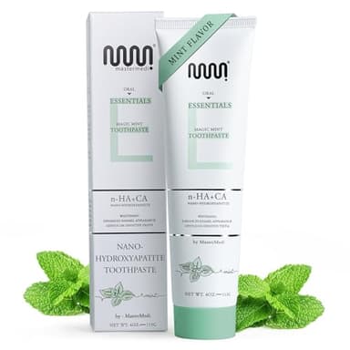 MasterMedi Nano Hydroxyapatite Toothpaste with Xylitol – Fluoride & SLS Free, Remineralizing Formula for Whitening, Sensitive Teeth, Enamel Repair & Strength, Magic Mint, 4 oz (Pack of 1)