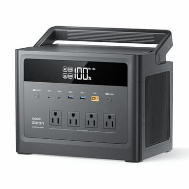 2026 Portable Power Station 1000W (Surge 2000W), 576Wh LiFePO4 Battery Solar Generator, Power Bank 110V Pure Sine Wave AC Outlet with PD 100W USB-C Fast Charging for Home Use, Hurricane Emergency, RVs