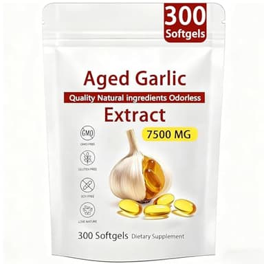 Aged Garlic Extract – 300 Count Odorless Garlic Supplement for Heart & Immune Support – Non-GMO, All-Natural Softgels, 2-Year Matured for Antioxidant Wellness (1)