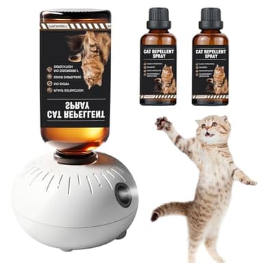 Tyrbsvlnar Cat Spray Deterrent System, Automatic Cat Deterrent Spray, Motion Activated Pet Deterrent Spray System for Cats Odorless Pet Deterrent, Friendly, Cat Repellent System with 3ft Sensor