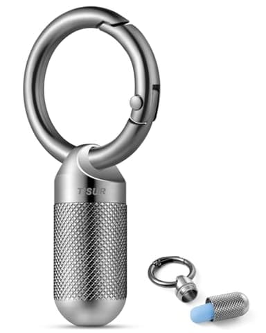 TISUR Titanium Keychain Pill Holder Small Metal Pill Case, Pill Organizer Portable Waterproof Pill Container, Travel Pill Bottle Box for Purse (Tiny-0.39inch)