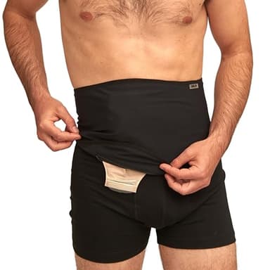 SIIL Ostomy Belt for Men | Colostomy & Ileostomy Bag Covers for Sports & Swimming | Stealth Stoma Belt with Zipper | Discreet Ostomy Wrap Abdomen Support | Made in Europe (Black, M)