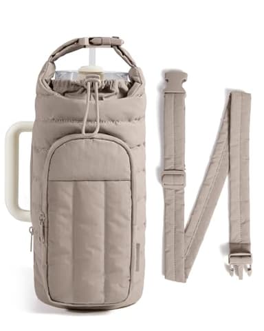 BAGSMART Water Bottle Holder Bag with Strap, 40/32 oz Crossbody Bag Gym Accessories, Sling Purses for Women, Camel