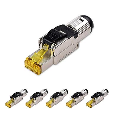 Cable Matters 6-Pack Tool-Free Shielded Cat6a / Cat6 RJ45 Termination Plug Connector, 10Gbps Cat 6 Plug