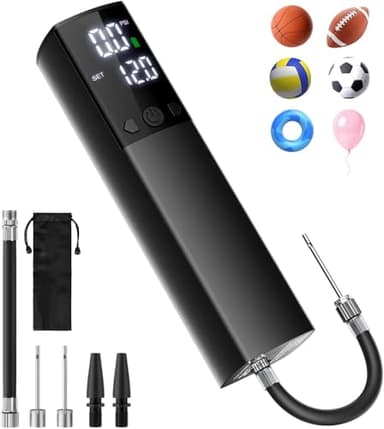 Electric Ball Pump,Smart Air Pump Portable Fast Inflation Accurate Pressure Gauge and Digital LCD Display for All Sport Balls Basketball Football Volleyball Balloon Swim Ring(2Pin & 1Nozzle & 1Spout)