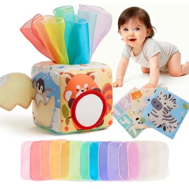 KILGICO Baby Tissue Box Toy for Babies 6-12 Months - Montessori Sensory Toys for Babies 1 Year Old - Boy Girl Shower Gifts 6 9 12 18 Months Old