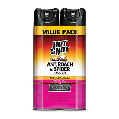 Hot Shot Ant, Roach & Spider Killer, 17.5 Ounces, Kills Roaches and Listed Ants on Contact, Indoor & Outdoor Insecticide Spray, Twin Pack
