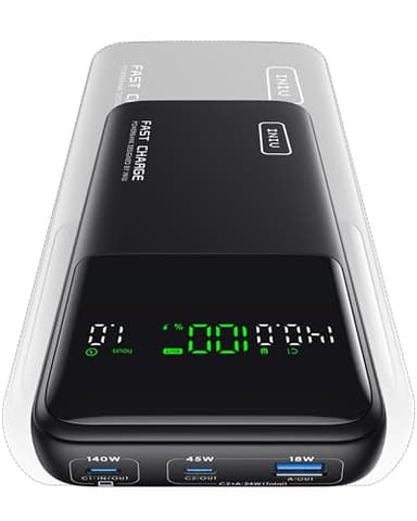 INIU 25000mAh Power Bank, Compact High Capacity 140W Laptop Portable Charger, USB C Tablet Powerbank, Digital Display Phone Charger for iPhone 17 16, Samsung, iPad, MacBook, Laptop, Emergency etc