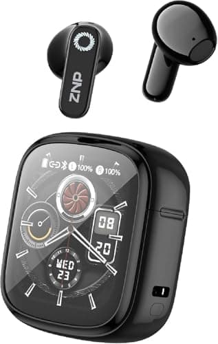 ZNP Ai Translation Earbuds Real Time, 165 Languages Translator Headphones Bluetooth 6.0, LCD Touchscreen Wireless Earbuds for Travel Business Meetings, 48H Playback, Voice with APP Translator Device