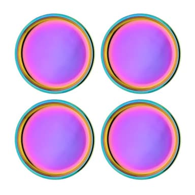 Ahimsa Stainless Steel Plates for Kids, 9" Colorful Stainless Steel Plates, Pediatrician Designed & Non Toxic, Unbreakable, Dishwasher Safe, Set of 4 Rainbow