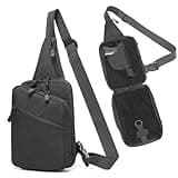 VTACOUTV Sling Bag for Men, Small Gun Backpack Chest Daypack EDC Shoulder Bag Crossbody CCW Range Bags Concealed Carry of Handgun Black