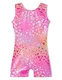 Domusgo Leotard for Girls Gymnastics Size 4t 5t Sparkly Nenon Pink Love Hearts One Piece Athletic Outfits