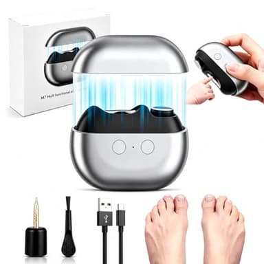 Upgraded Electric Nail Clippers, Automatic Electric Nail Trimmers with LED Light, Easy-Grip Painless Nail Cutter for Seniors, Kids, and People with Arthritis, Safe for Thick or Delicate Nails(Gray)