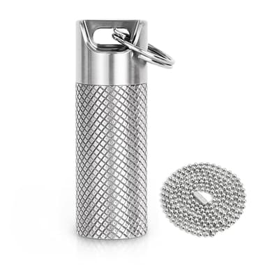 100% Waterproof Titanium Pill Box Keychain - TSA Approved, Strong and Heat Resistant, Travel Friendly | Fashion Necklace Design, Ultra Light and Compact with Extra Sealing Ring