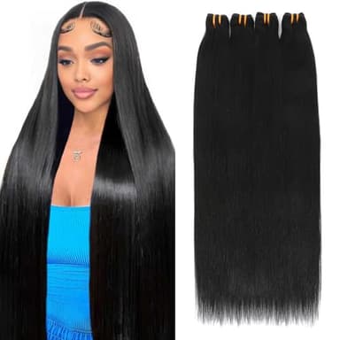 Missking 16A Raw Human Hair Bundles 100% Burmese Virgin Straight Bundles Human Hair, Sliky Boutique Extensions, Can Be Dyed and Restyled, Full Ends, Vertical Smooth (18 20 22 24)