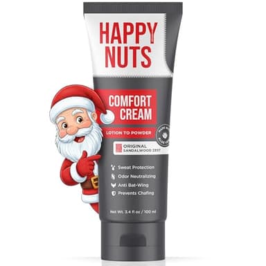 HAPPY NUTS Comfort Cream Deodorant For Men: Anti-Chafing Sweat Defense, Odor Control, Aluminum-Free Mens Deodorant & Hygiene Products for Men's Private Parts 3.4 Fl Oz (1 Pack), Original