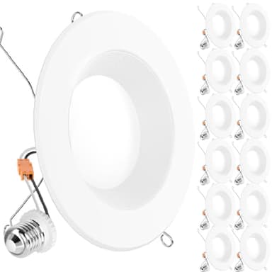 Sunco 12 Pack LED Recessed Lighting 6 Inch, LED Can Lights Retrofit Lighting Downlight, 965 LM, 4000K Cool White, Dimmable, Baffle Trim, 13W=120W, 50000 Lifetime Hours, Damp Rated UL.