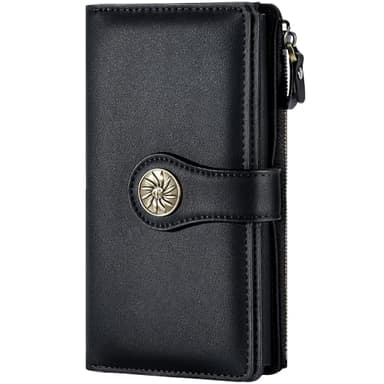 Travelambo Women's Wallet RFID Blocking Trifold Clutch Large Capacity Credit Card Holder Travel Purse