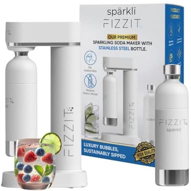 Fizzit Spärklï Carbonated Water Soda Maker with Stainless Steel Bottle Included,Dishwasher Safe