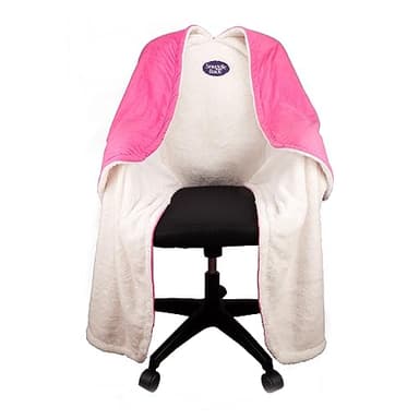 The Original Office Chair Blanket by SnuggleBack; Cozy Comfy Office Desk Chair Wrap Attaches for Hands-Free Warmth. Stay Warm In The Winter or Summer. (Raspberry Pattern Fleece)
