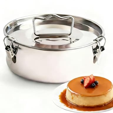 Stainless Steel Flan Mold, 8 inch Baking Pan for Instant Pot 3 6 8 QT with Lid Flan Pan Flanera Baking Dish Oven Safe